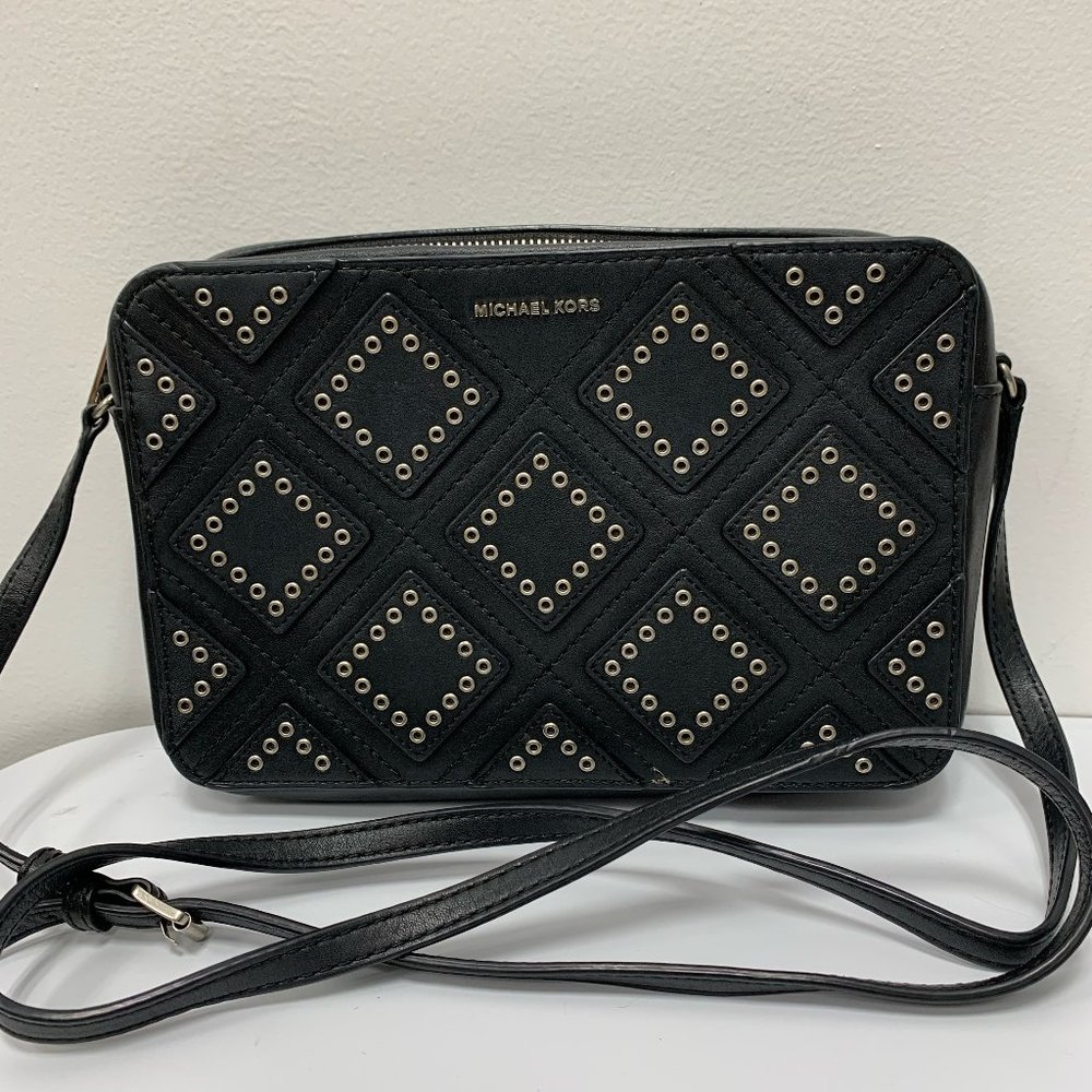 Michael Kors Black Studded Leather Crossbody